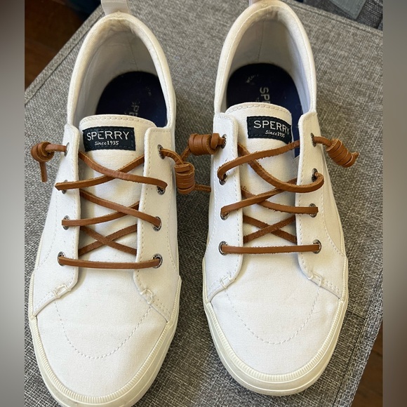 Sperry White Top-sider Canvas Shoes - Picture 1 of 4